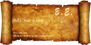 Bába Elek névjegykártya